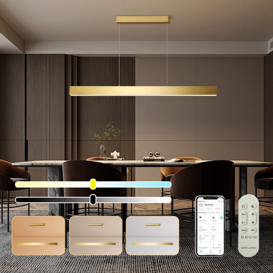 Brilagi - LED Reguliuojamas pakabinamas sietynas SLEEKLINE SMART LED/40W/230V 3000-6000K Wi-Fi Tuya auksas + nuotolinio valdymo pultas