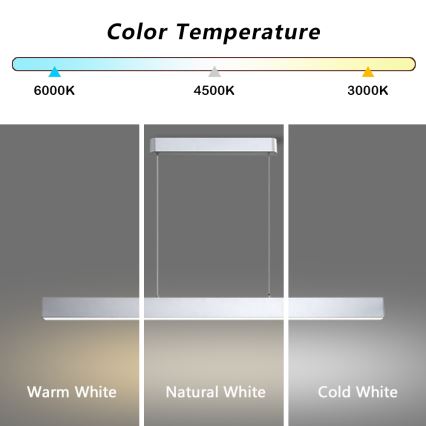 Brilagi - LED Reguliuojamas pakabinamas sietynas SLEEKLINE SMART LED/40W/230V 3000-6000K Wi-Fi Tuya sidabras + nuotolinio valdymo pultas