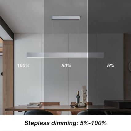 Brilagi - LED Reguliuojamas pakabinamas sietynas SLEEKLINE SMART LED/40W/230V 3000-6000K Wi-Fi Tuya sidabras + nuotolinio valdymo pultas
