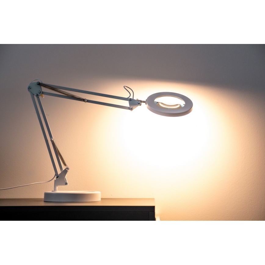 Brilagi - LED pritemdomas stalinis šviestuvas su padidinamuoju stiklu LENS LED/12W/5V 3000/4200/6000K balta