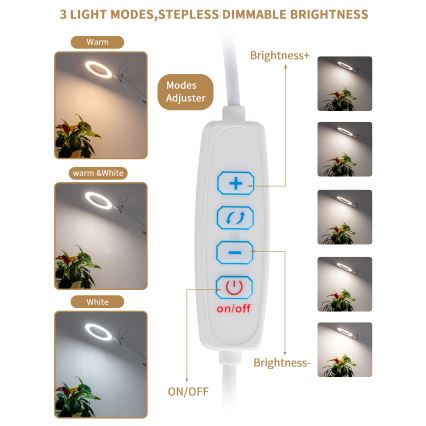 Brilagi - LED pritemdomas stalinis šviestuvas su padidinamuoju stiklu LENS LED/12W/5V 3000/4200/6000K balta