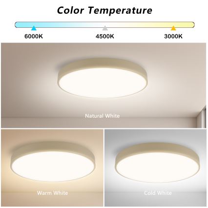 Brilagi - LED Pritemdomas lubinis šviestuvas POOL SMART LED/48W/230V 3000-6000K 40 cm Wi-Fi Tuya, kreminė + nuotolinio valdymo pultas