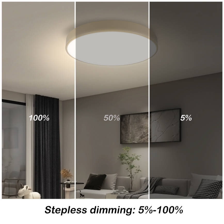 Brilagi - LED Pritemdomas lubinis šviestuvas POOL SMART LED/48W/230V 3000-6000K 40 cm Wi-Fi Tuya, kreminė + nuotolinio valdymo pultas