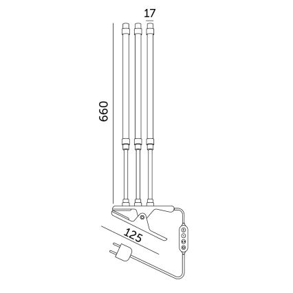 Brilagi - LED Pritemdomas lankstus Stalinis šviestuvas su segtuku augalams auginti VITABLOOM 3xLED/10W/230V juoda