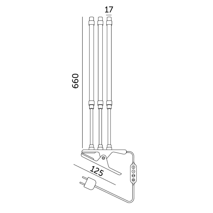 Brilagi - LED Pritemdomas lankstus Stalinis šviestuvas su segtuku augalams auginti VITABLOOM 3xLED/10W/230V juoda