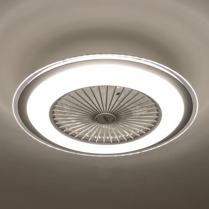 Brilagi - LED Pritemdomas šviestuvas su ventiliatoriumi RONDA LED/48W/230V sidabrinis + RC