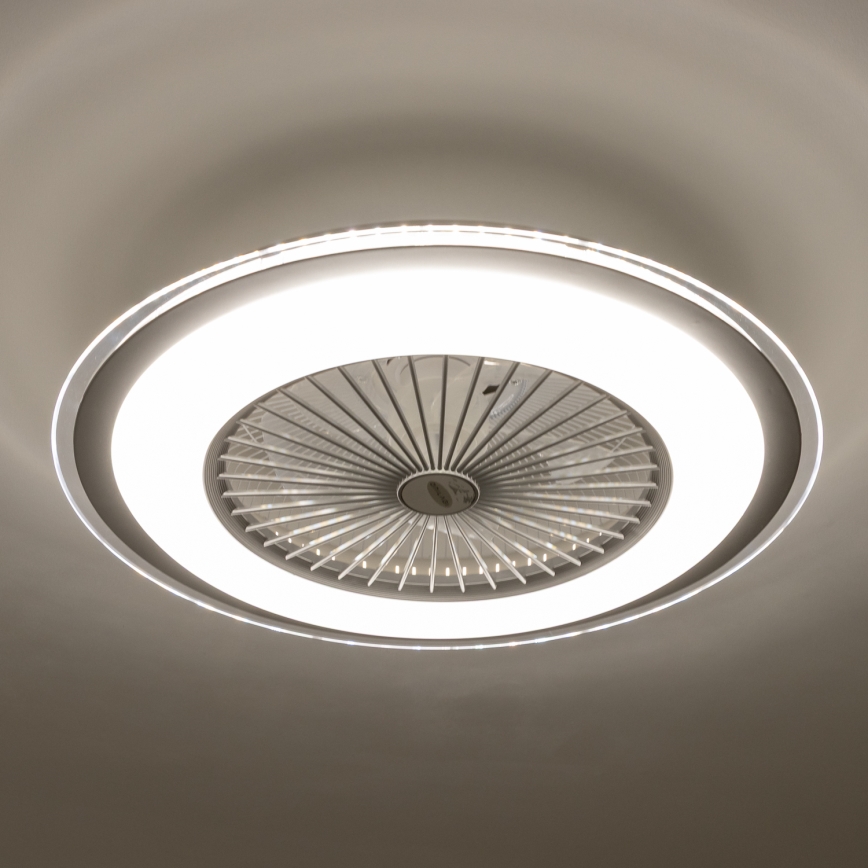 Brilagi - LED Pritemdomas šviestuvas su ventiliatoriumi RONDA LED/48W/230V sidabrinis + RC