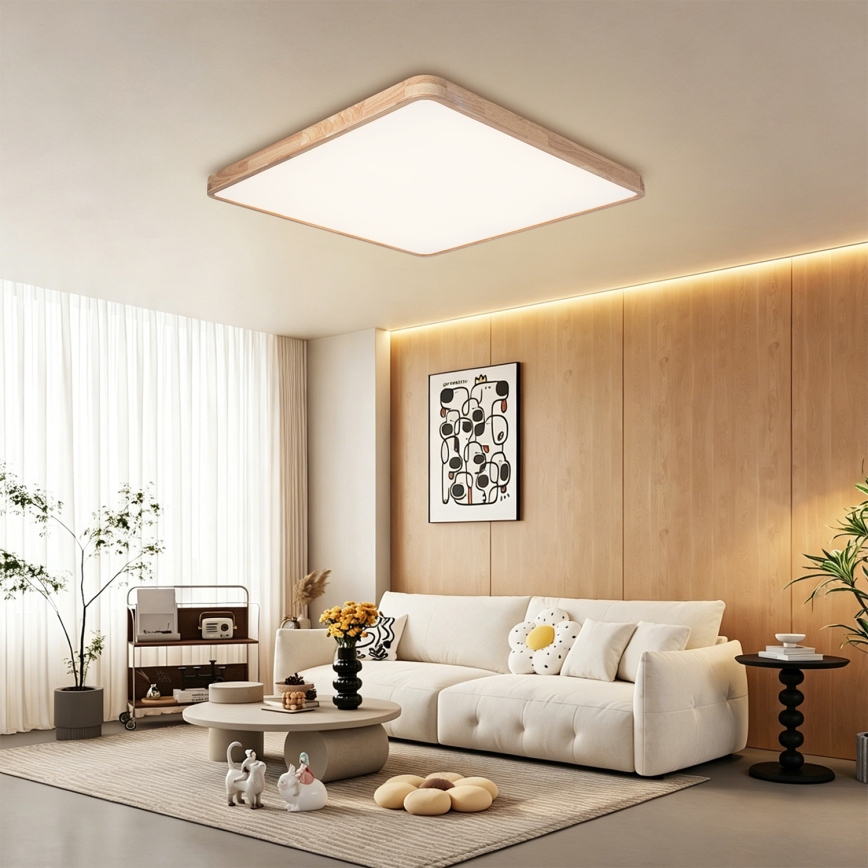 BRILAGI - LED reguliuojamas lubinis šviestuvas WOODLINE SQUARE LED/180W/230V 3000-6000K ąžuolas 100x100 cm + nuotolinis valdymas