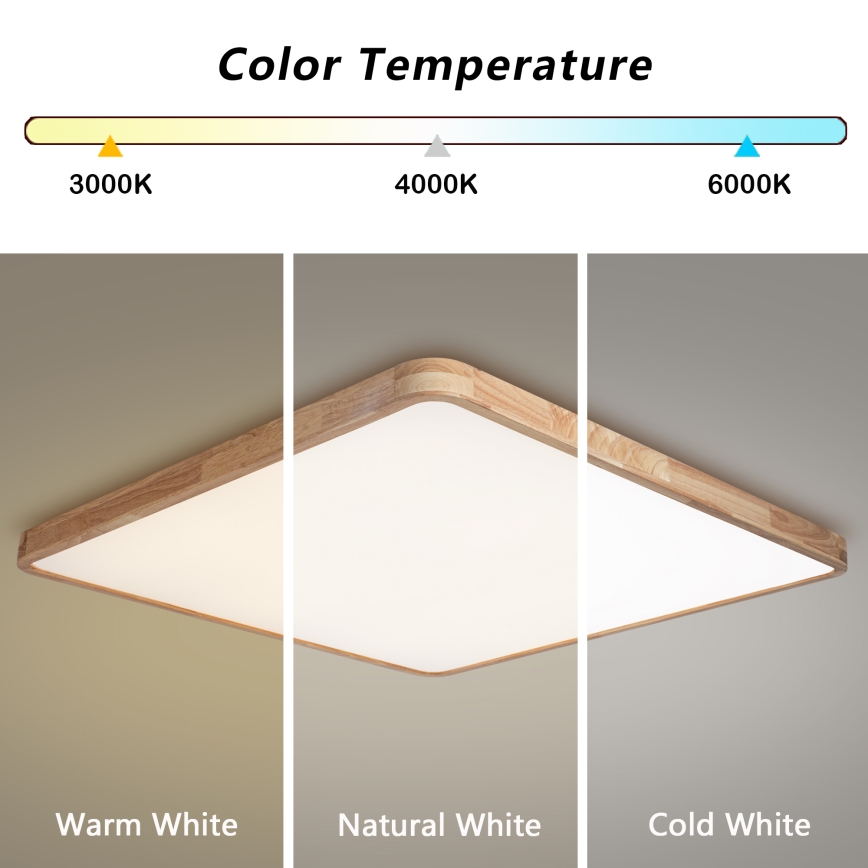 BRILAGI - LED reguliuojamas lubinis šviestuvas WOODLINE SQUARE LED/180W/230V 3000-6000K ąžuolas 100x100 cm + nuotolinis valdymas