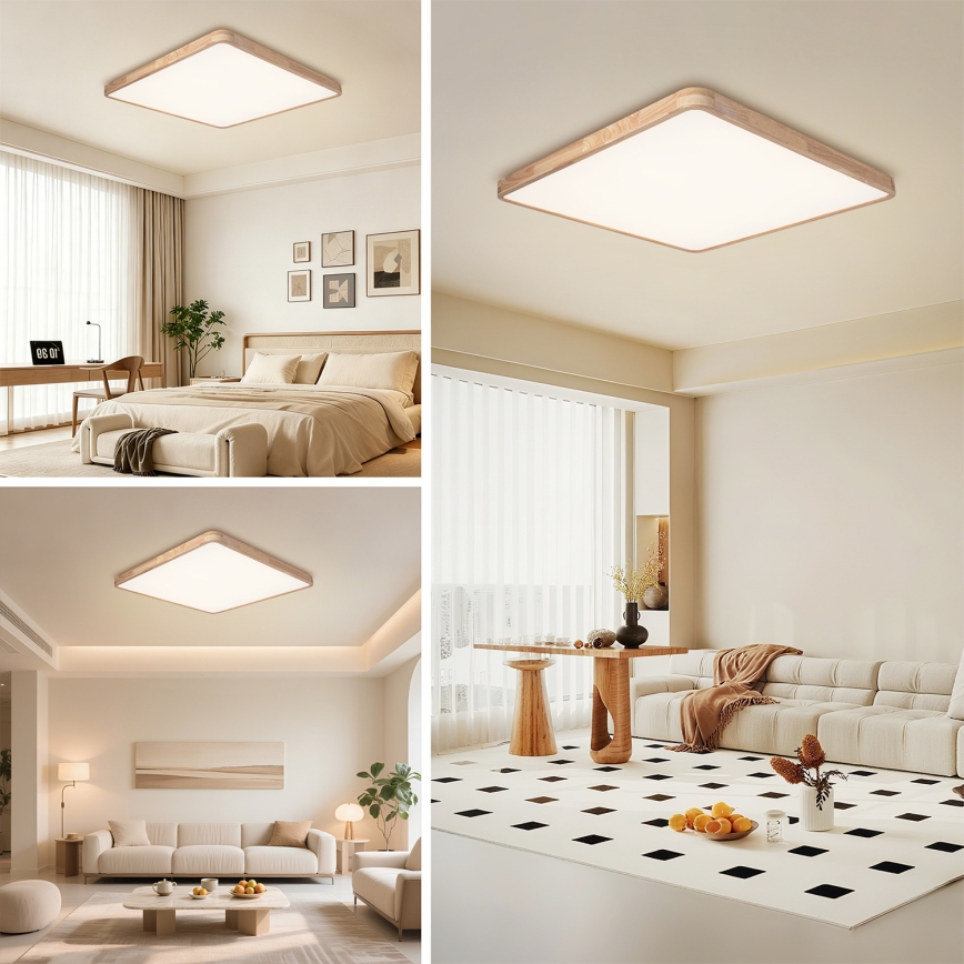 BRILAGI - LED reguliuojamas lubinis šviestuvas WOODLINE SQUARE LED/180W/230V 3000-6000K ąžuolas 100x100 cm + nuotolinis valdymas