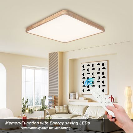 BRILAGI - LED reguliuojamas lubinis šviestuvas WOODLINE SQUARE LED/180W/230V 3000-6000K ąžuolas 100x100 cm + nuotolinis valdymas