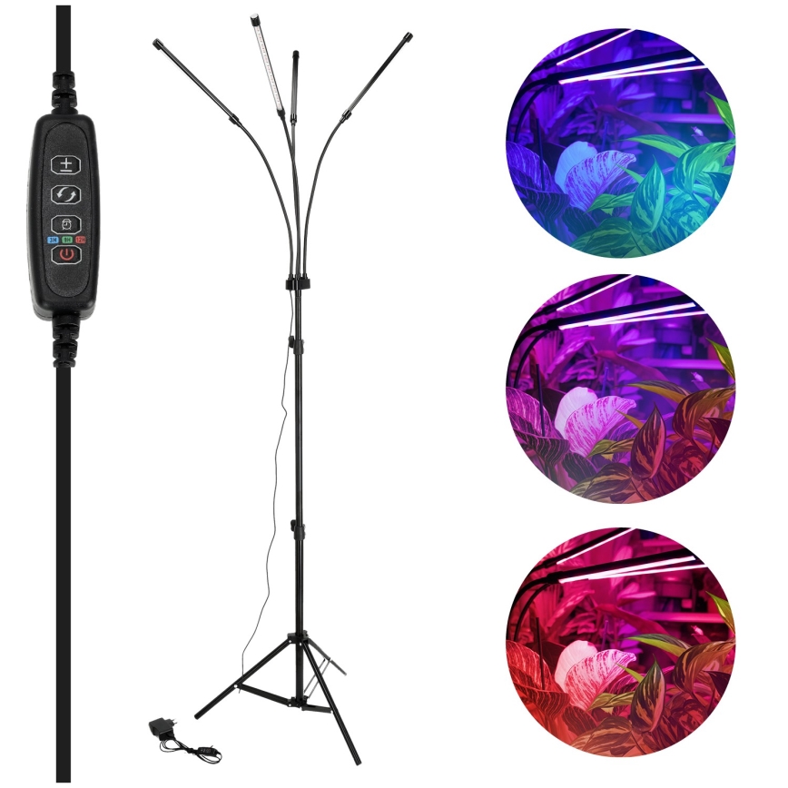 Brilagi - LED Pritemdomas lankstus Toršeras augalams auginti VITABLOOM 4xLED/7,5W/230V juoda