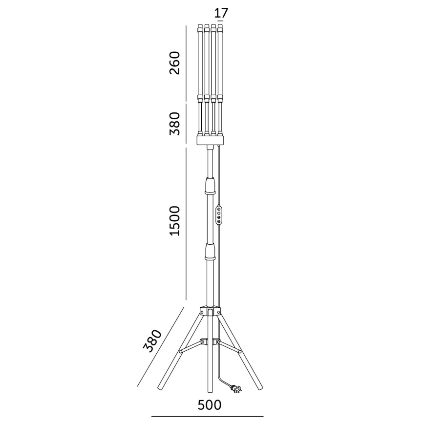 Brilagi - LED Pritemdomas lankstus Toršeras augalams auginti VITABLOOM 4xLED/7,5W/230V juoda