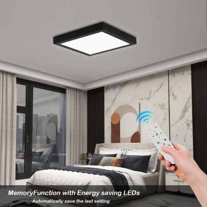 Brilagi - LED pritemdomas lubinis vonios šviestuvas FRAME SMART LED/24W/230V 30x30 cm 3000-6000K IP44 juoda + nuotolinio valdymo pultas