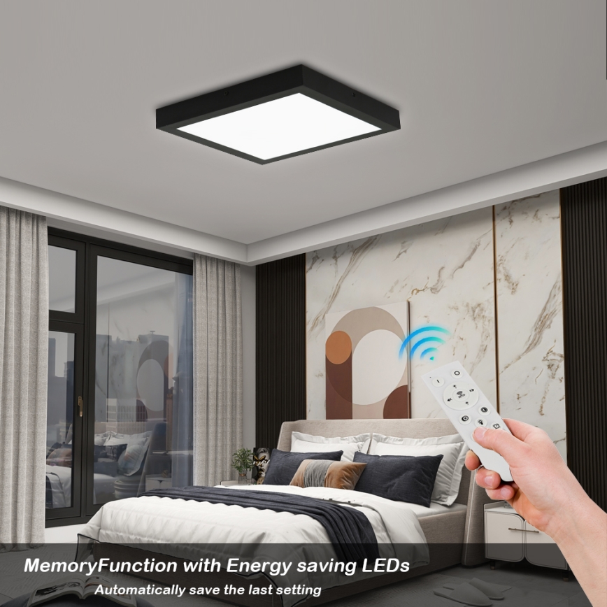 Brilagi - LED pritemdomas lubinis vonios šviestuvas FRAME SMART LED/24W/230V 30x30 cm 3000-6000K IP44 juoda + nuotolinio valdymo pultas