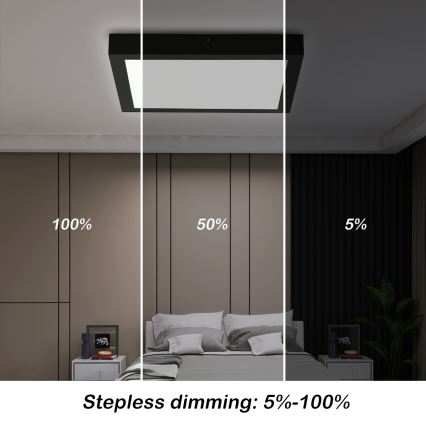Brilagi - LED pritemdomas lubinis vonios šviestuvas FRAME SMART LED/24W/230V 30x30 cm 3000-6000K IP44 juoda + nuotolinio valdymo pultas