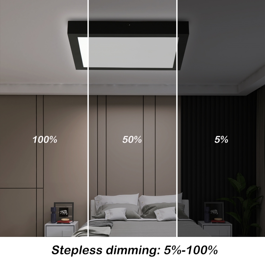 Brilagi - LED pritemdomas lubinis vonios šviestuvas FRAME SMART LED/24W/230V 30x30 cm 3000-6000K IP44 juoda + nuotolinio valdymo pultas