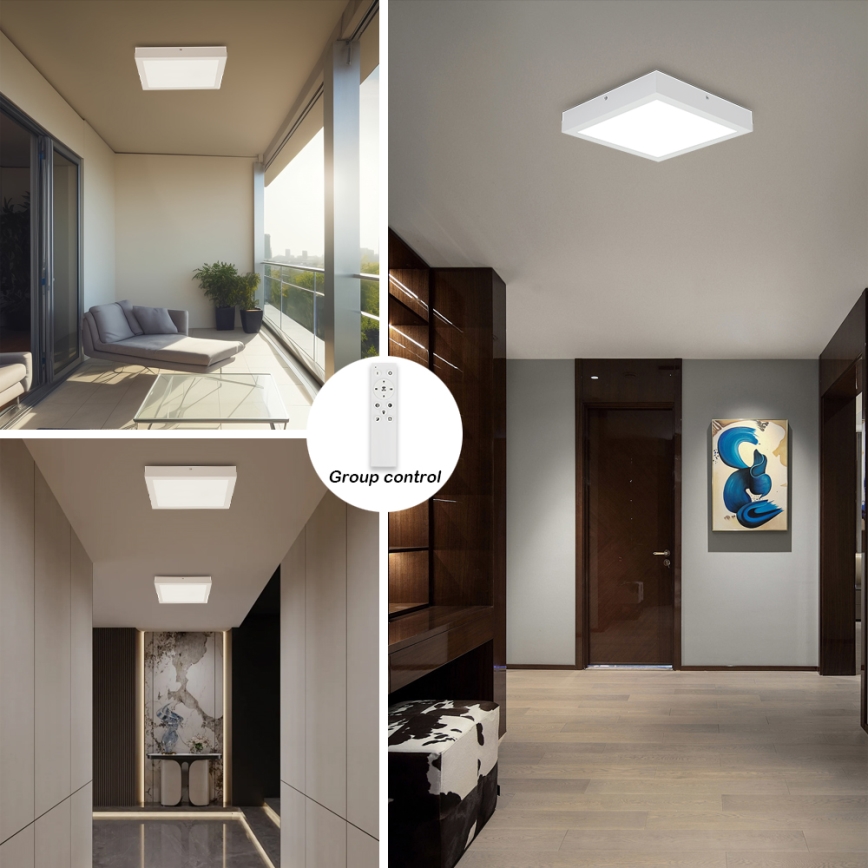 Brilagi - LED pritemdomas lubinis vonios šviestuvas FRAME SMART LED/24W/230V 30x30 cm 3000-6000K IP44 balta + nuotolinio valdymo pultas