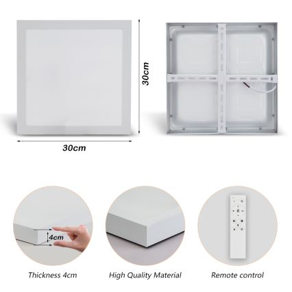 Brilagi - LED pritemdomas lubinis vonios šviestuvas FRAME SMART LED/24W/230V 30x30 cm 3000-6000K IP44 balta + nuotolinio valdymo pultas