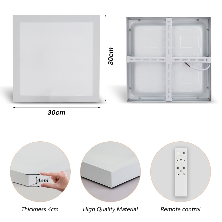 Brilagi - LED pritemdomas lubinis vonios šviestuvas FRAME SMART LED/24W/230V 30x30 cm 3000-6000K IP44 balta + nuotolinio valdymo pultas