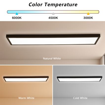 Brilagi - LED pritemdomas lubinis vonios šviestuvas FRAME SMART LED/50W/230V 30x120 cm 3000-6000K IP44 juoda + nuotolinio valdymo pultas