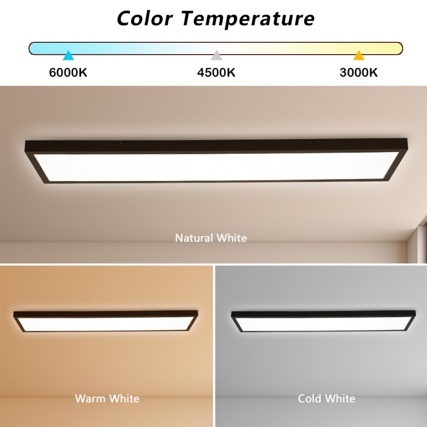 Brilagi - LED pritemdomas lubinis vonios šviestuvas FRAME SMART LED/50W/230V 30x120 cm 3000-6000K IP44 juoda + nuotolinio valdymo pultas