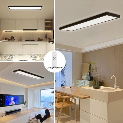 Brilagi - LED pritemdomas lubinis vonios šviestuvas FRAME SMART LED/50W/230V 3000-6000K IP44 juoda + nuotolinio valdymo pultas