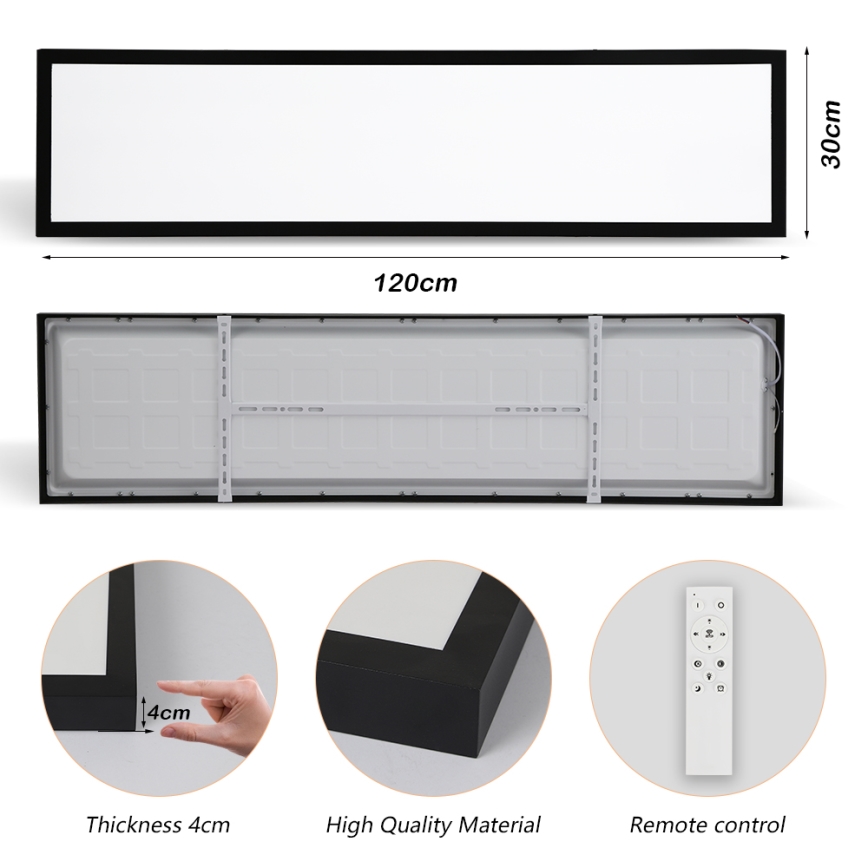 Brilagi - LED pritemdomas lubinis vonios šviestuvas FRAME SMART LED/50W/230V 30x120 cm 3000-6000K IP44 juoda + nuotolinio valdymo pultas