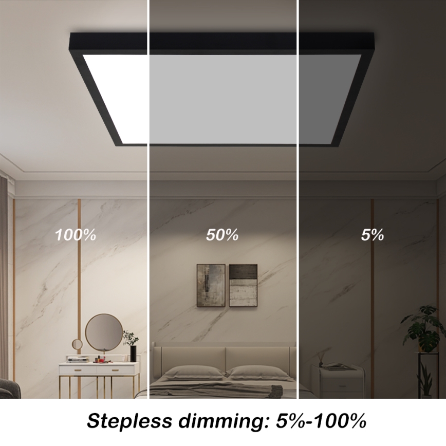 Brilagi - LED pritemdomas lubinis vonios šviestuvas FRAME SMART LED/50W/230V 60x60 cm 3000-6000K IP44 juoda + nuotolinio valdymo pultas