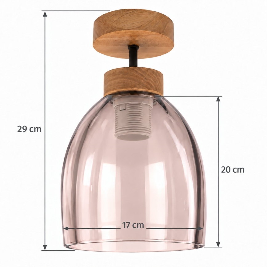 BRILAGI - LED prie lubų montuojamas šviestuvas RETRO GLASS 1xE27/60W/230V Ø 17 cm ąžuolas/dūminė smėlinė