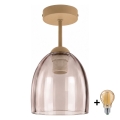 BRILAGI - LED Pritvirtinamas lubų šviestuvas RETRO GLASS 1xE27/60W/230V skers. 17 cm smėlinė/dūminė smėlinė
