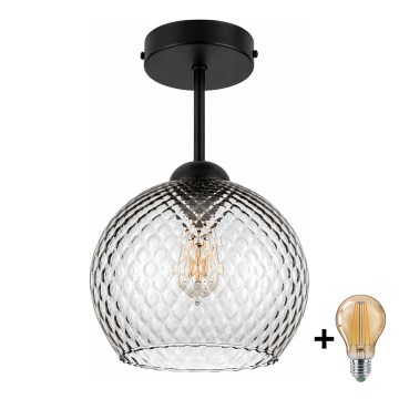 BRILAGI - LED Pritvirtinamas prie lubų šviestuvas RETRO GLASS 1xE27/60W/230V Ø 25 cm juoda/dūminė pilka