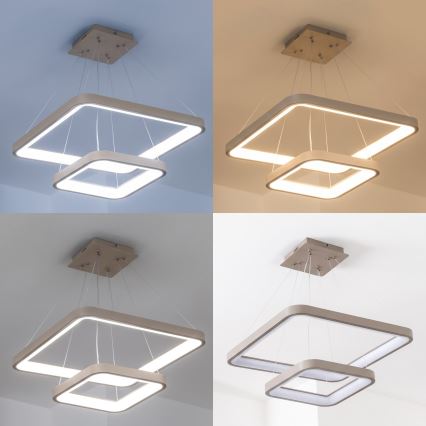BRILAGI - LED reguliuojamas pakabinamas šviestuvas ant laido FALCON SLIM LED/78W/230V 3000-6500K 50x50 cm smėlinė + su nuotoliniu valdymu
