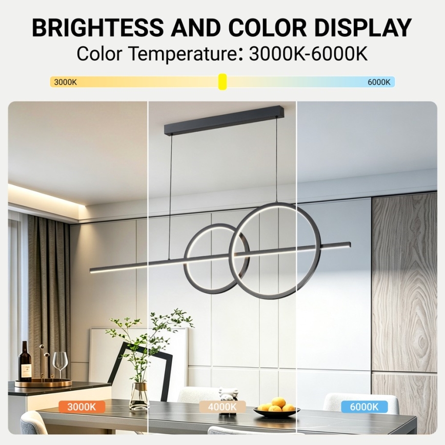 BRILAGI - LED dimeriuojama liustra ant troselio SIGNATURE LED/53W/230V 3000-6000K 120 cm juoda + nuotolinis valdymas