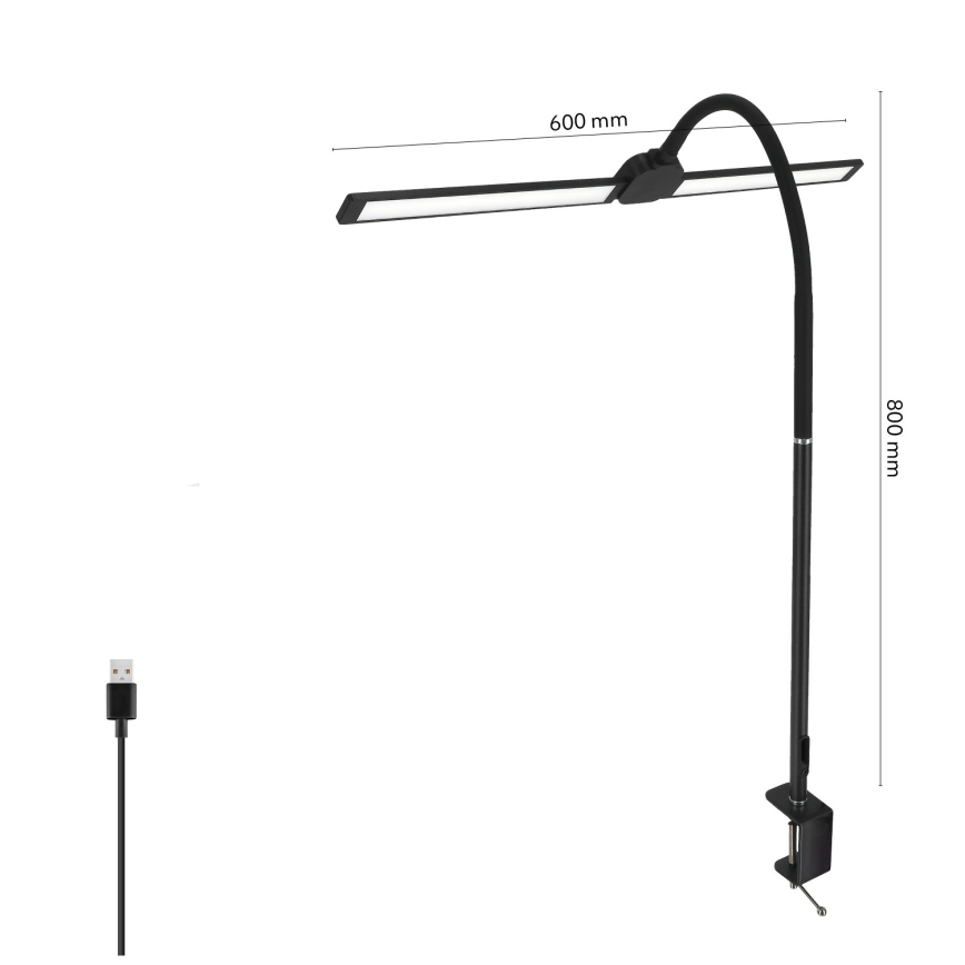 BRILAGI - LED Reguliuojama stalo lempa USB VARIO LED/14W/5V 3000-6000K juoda
