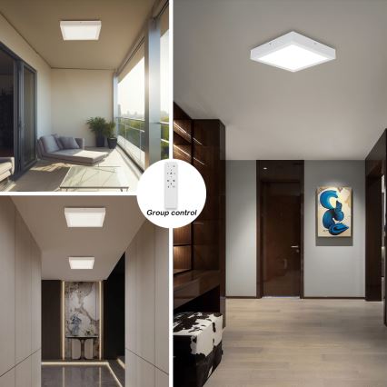 Brilagi - Reguliuojamas vonios lubų šviestuvas FRAME SMART LED/24W/230V 30x30 cm 3000-6000K IP44 balta + nuotolinio valdymo pultas