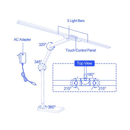 Brilagi - LED dimeriuojama jutiklinė stalinė lempa VARIO LED/24W/230V 3000-6500K CRI 92 juoda
