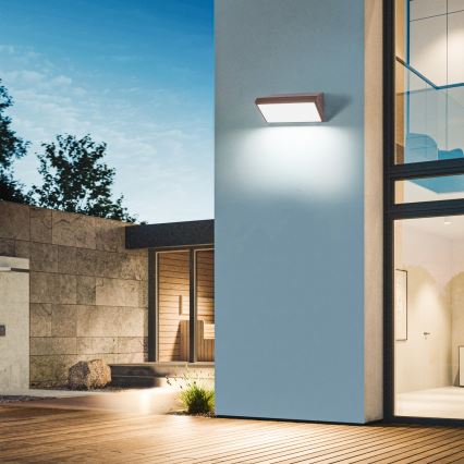 Brilagi - LED reguliuojamas lauko sieninis šviestuvas TRIANGLE 1xE27/6W/230V 2700-6500K IP65 rudas