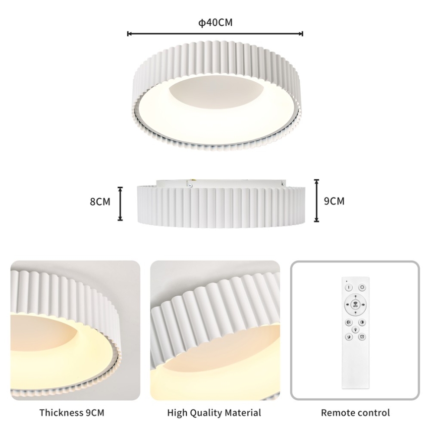 BRILAGI - reguliuojamas LED lubinis šviestuvas FALCON MODERN LED/30W/230V 3000-6000K Ø 40 cm baltas + nuotolinio valdymo pultas