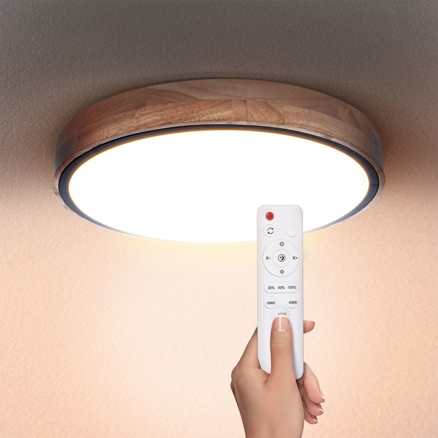 Brilagi - GLORIA LED dimeriu reguliuojamas lubinis šviestuvas LED/48W/230V 3000-6500K ąžuolas Ø 40 cm + nuotolinis pultas