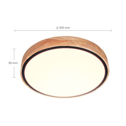 Brilagi - GLORIA LED dimeriu reguliuojamas lubinis šviestuvas LED/48W/230V 3000-6500K ąžuolas Ø 40 cm + nuotolinis pultas