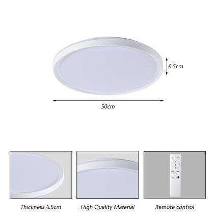 Brilagi - RIVO dimeriuojamas LED lubų šviestuvas LED/72W/230V 3000-6000K balta skersmuo 50 cm + nuotolinis valdymas