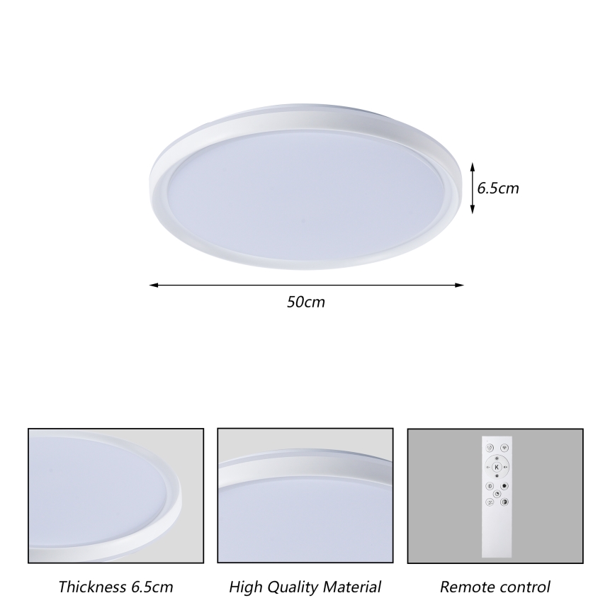 Brilagi - RIVO dimeriuojamas LED lubų šviestuvas LED/72W/230V 3000-6000K balta skersmuo 50 cm + nuotolinis valdymas
