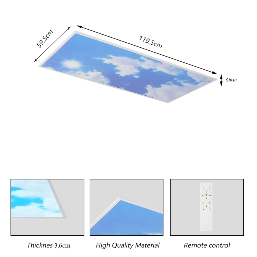 BRILAGI - Dimeriuojamas LED lubų šviestuvas SLIMFRAME SKY LED/80W/230V 120x60 cm 3000-6000K sidabrinis/mėlynas + nuotolinis pultas