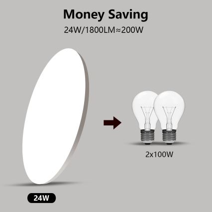 Brilagi - LED Reguliuojamas lubinis šviestuvas SMART LED/24W/230V 2700-6500K Wi-Fi Tuya + valdymo pultas