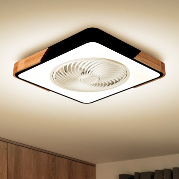 Brilagi - LED reguliuojamas lubinis šviestuvas su ventiliatoriumi LED/30W/230V 3000-6500K juodas/ąžuolas + nuotolinio valdymo pultas