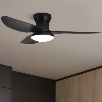 Brilagi - LED Reguliuojamas lubinis ventiliatorius LED/30W/230V 3000-6500K juoda + nuotolinio valdymo pultas