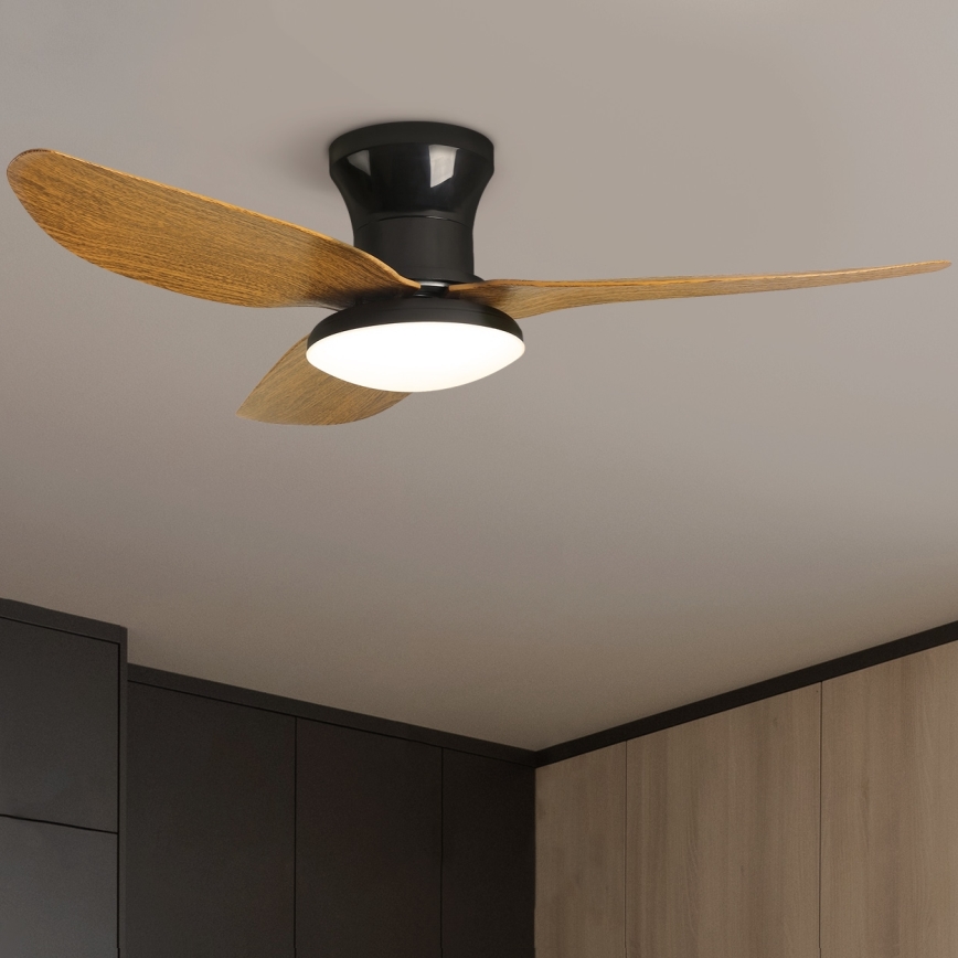 Brilagi - LED Reguliuojamas lubinis ventiliatorius LED/30W/230V 3000-6500K juoda/ruda + nuotolinio valdymo pultas