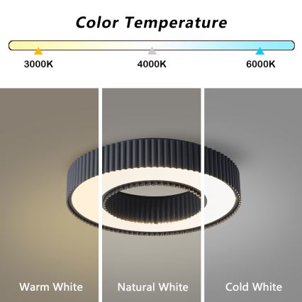 Brilagi - dimeriuojamas lubinis LED šviestuvas LUMIX LED/48W/230V 3000-6000K juodas skersmuo 50 cm + nuotolinis valdymas