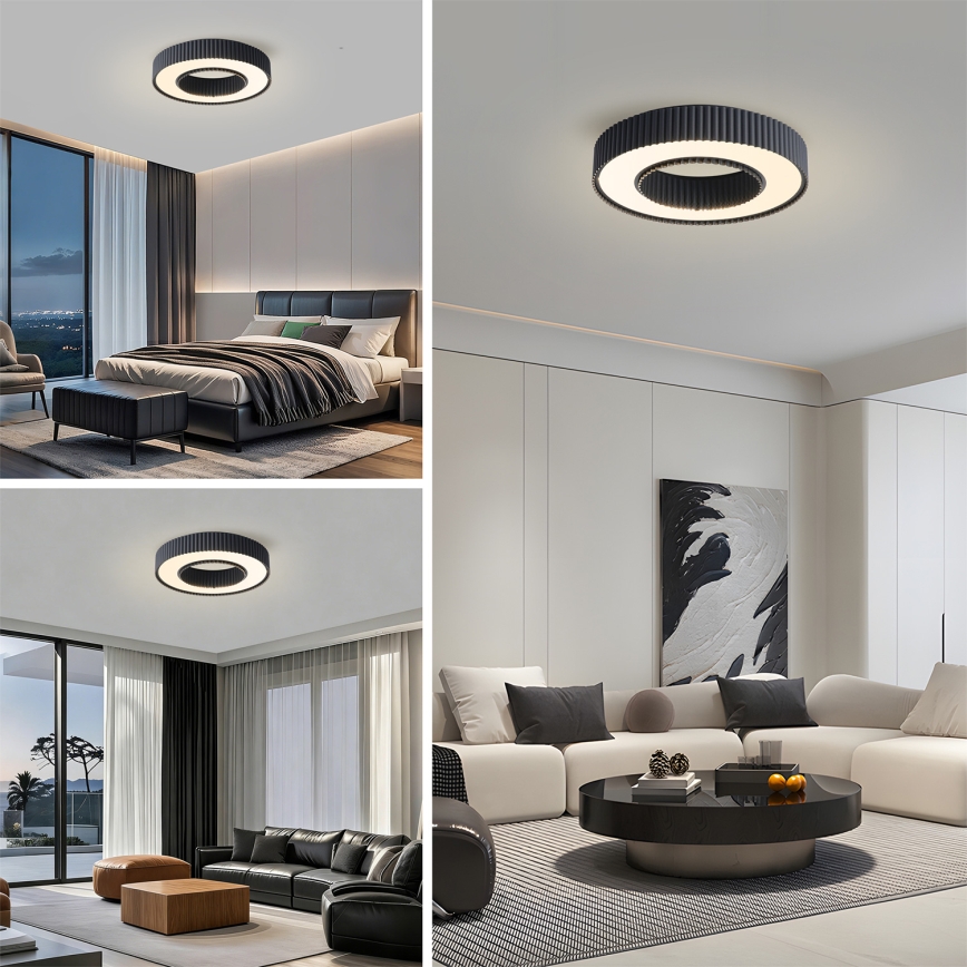 Brilagi - dimeriuojamas lubinis LED šviestuvas LUMIX LED/48W/230V 3000-6000K juodas skersmuo 50 cm + nuotolinis valdymas